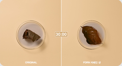 30분 후 ORIGINAL, PDRN 카페인 샷 비교