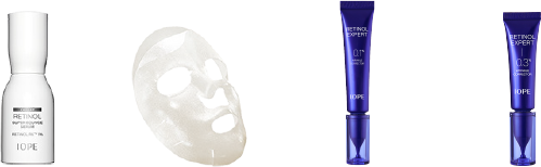 레티놀 슈퍼 바운스 세럼 / 레티놀 세럼 인 겔 마스크 / 레티놀 엑스퍼트 0.1% 링클 코렉터 / 레티놀 엑스퍼트 0.3% 링클 코렉터