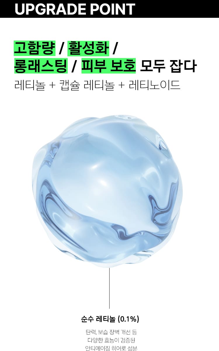 UPGRADE POINT High content / activating / long lasting / skin protection Take it all Retinol + Capsule Retinol + Retinoid