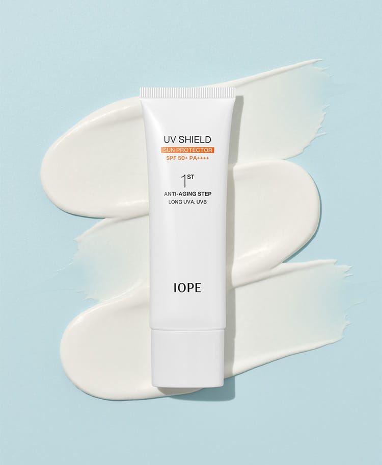 아이오페 UV 쉴드 선 프로텍터 SPF 50+ PA++++ 퍼스트 안티 에이징 스텝 롱 UVA, UVB